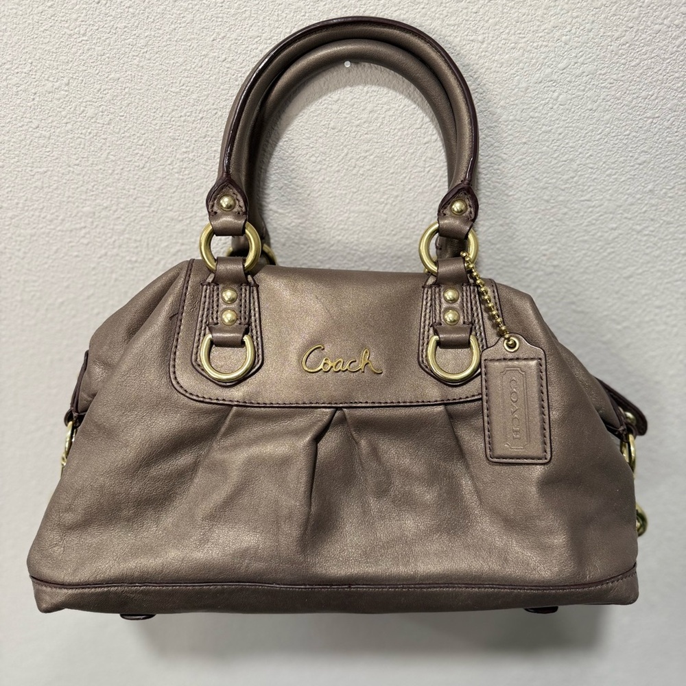 Coach Ashley leather Metallic Satchel Handbag Purse
